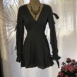 East Order plaid/bow knott  sleeves